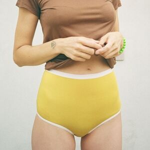 Baserange Cafa Yellow Highwaist Bamboo Briefs Size XS